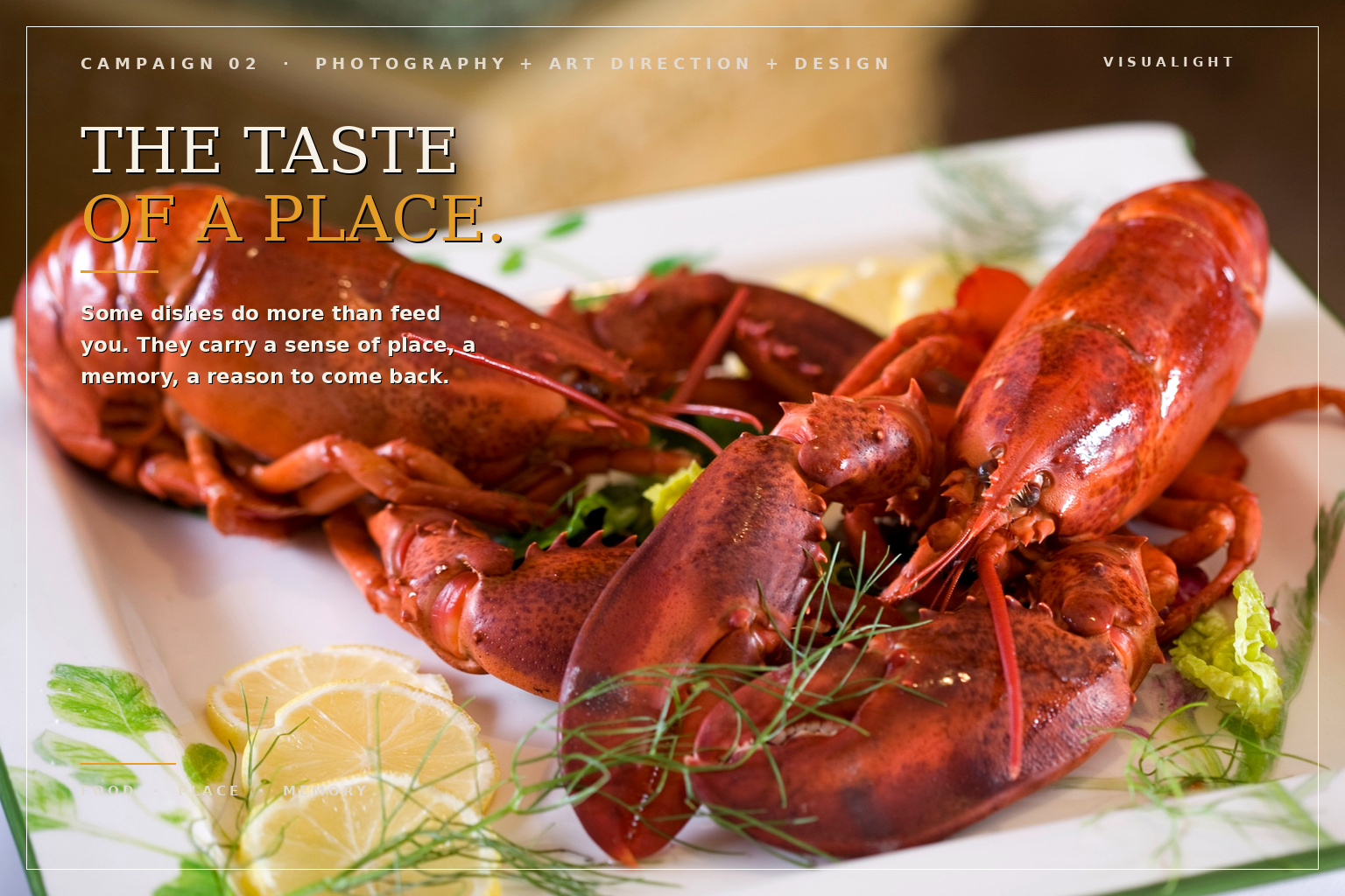 VisuaLight campaign concept featuring lobster photography